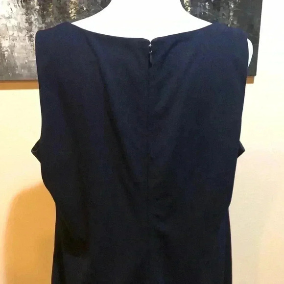 DKNY Navy & White Color Block Midi Tank Dress w/Silver Logo Side Buttons-Size 16 - Picture 7 of 11